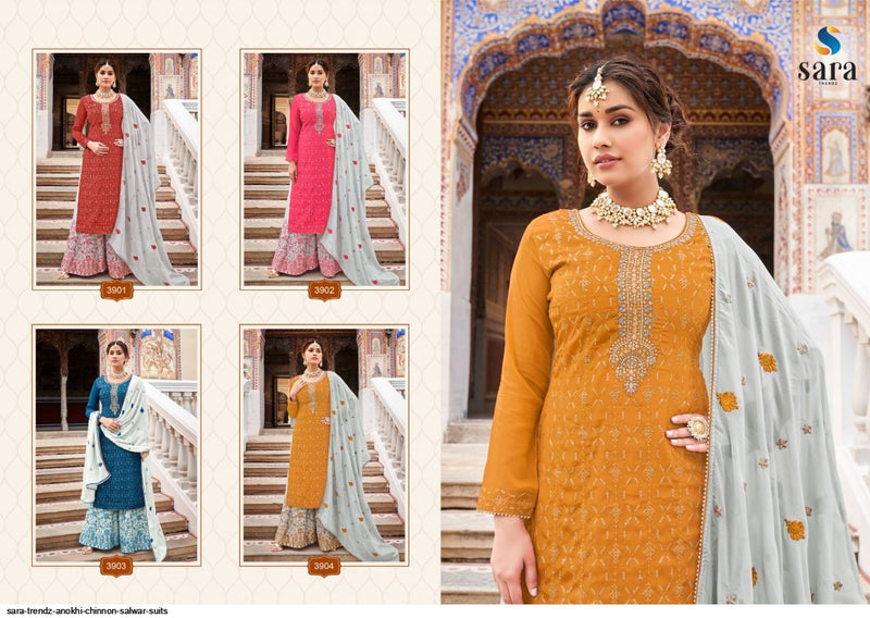 Sara Trendz Anokhi Chinon With Heavy Embroidery Designer Salwar Suits