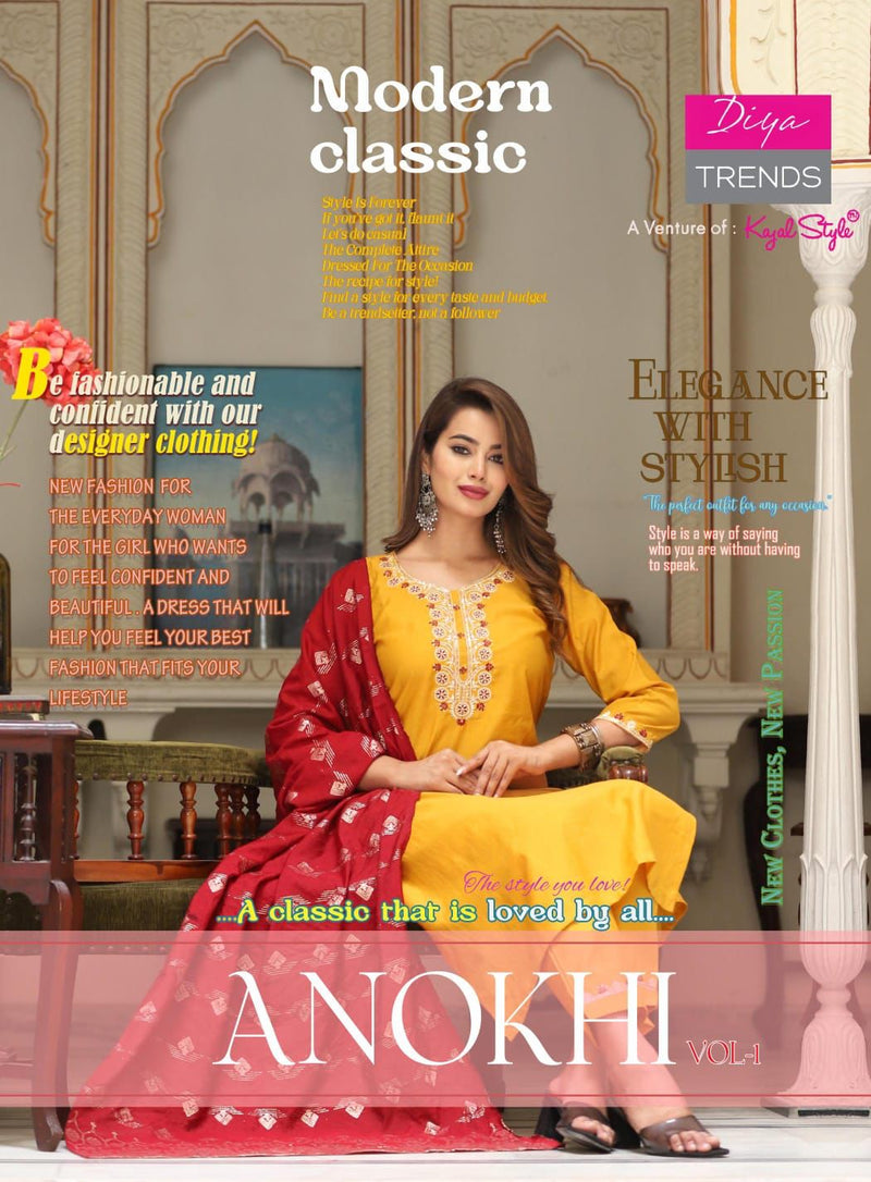 Diya Trends Anokhi Vol 1 Muslin Fancy Straight Kurtis With Pant