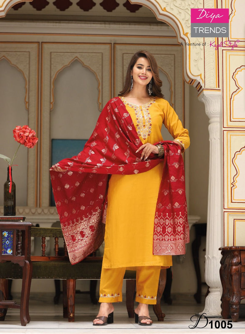 Diya Trends Anokhi Vol 1 Muslin Fancy Straight Kurtis With Pant