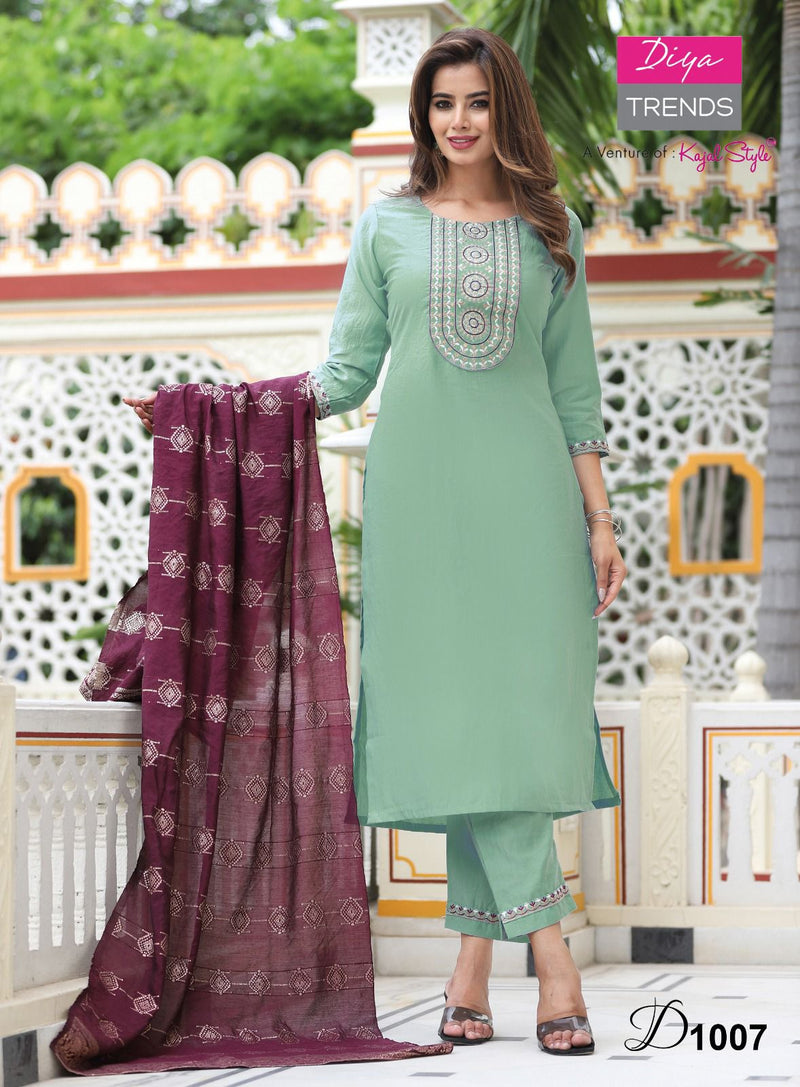 Diya Trends Anokhi Vol 1 Muslin Fancy Straight Kurtis With Pant