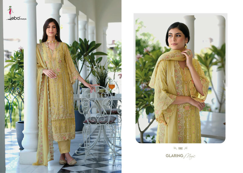 Eba Lifestyle Aanaya Organza Beautiful Embroidery Designer Suits