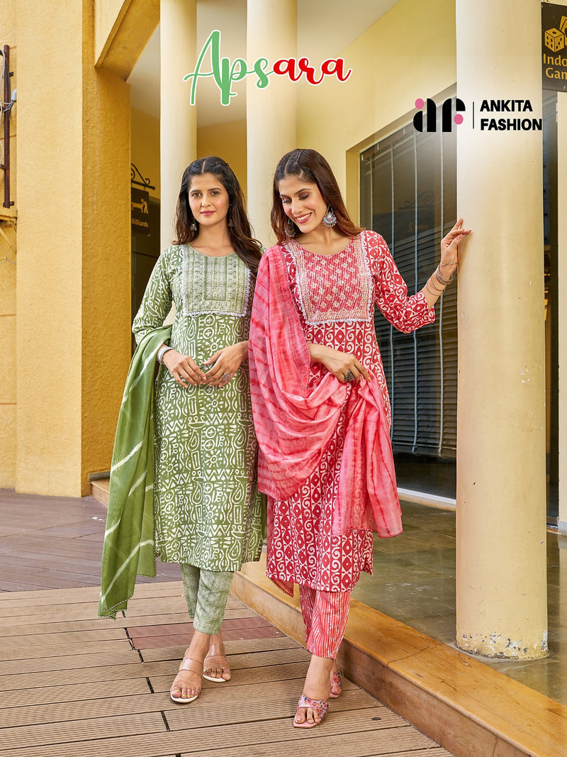 Ankita Fashion Apsara Chanderi Model Silk With Sequence Embroidery Work Kurti Combo Set