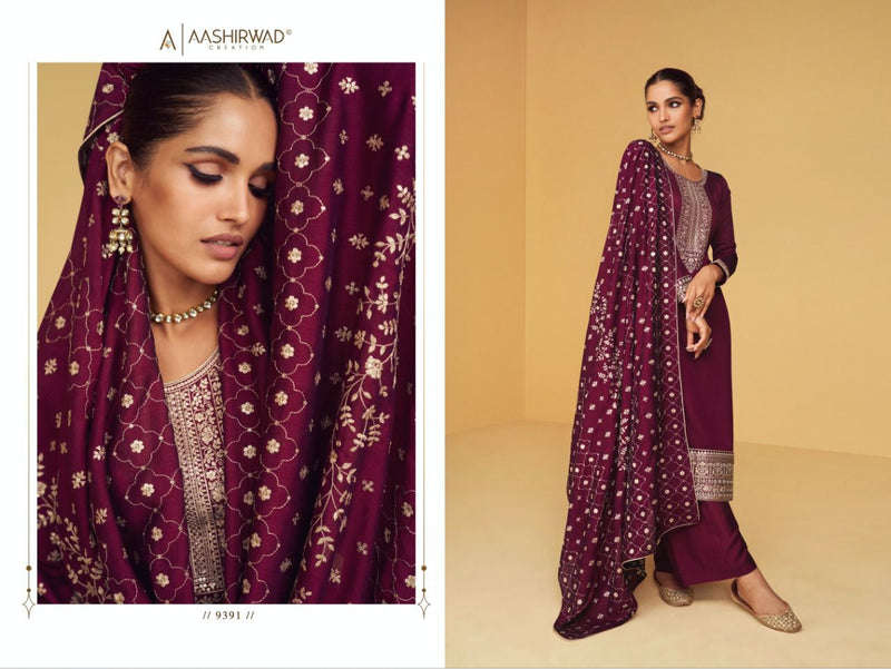 Aashirwad Creation Apsara Silk Heavy Embroidery Fancy Designer Partywear Salwar Kameez