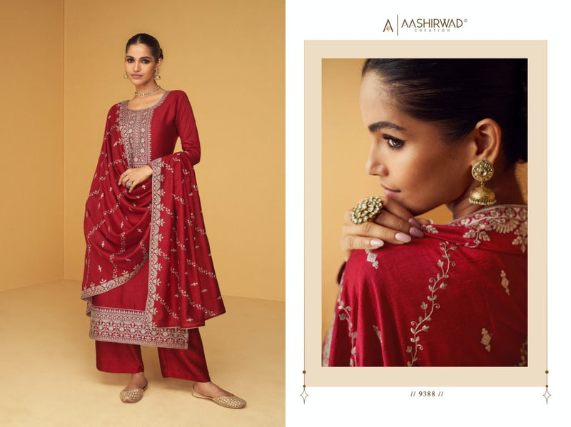 Aashirwad Creation Apsara Silk Heavy Embroidery Fancy Designer Partywear Salwar Kameez