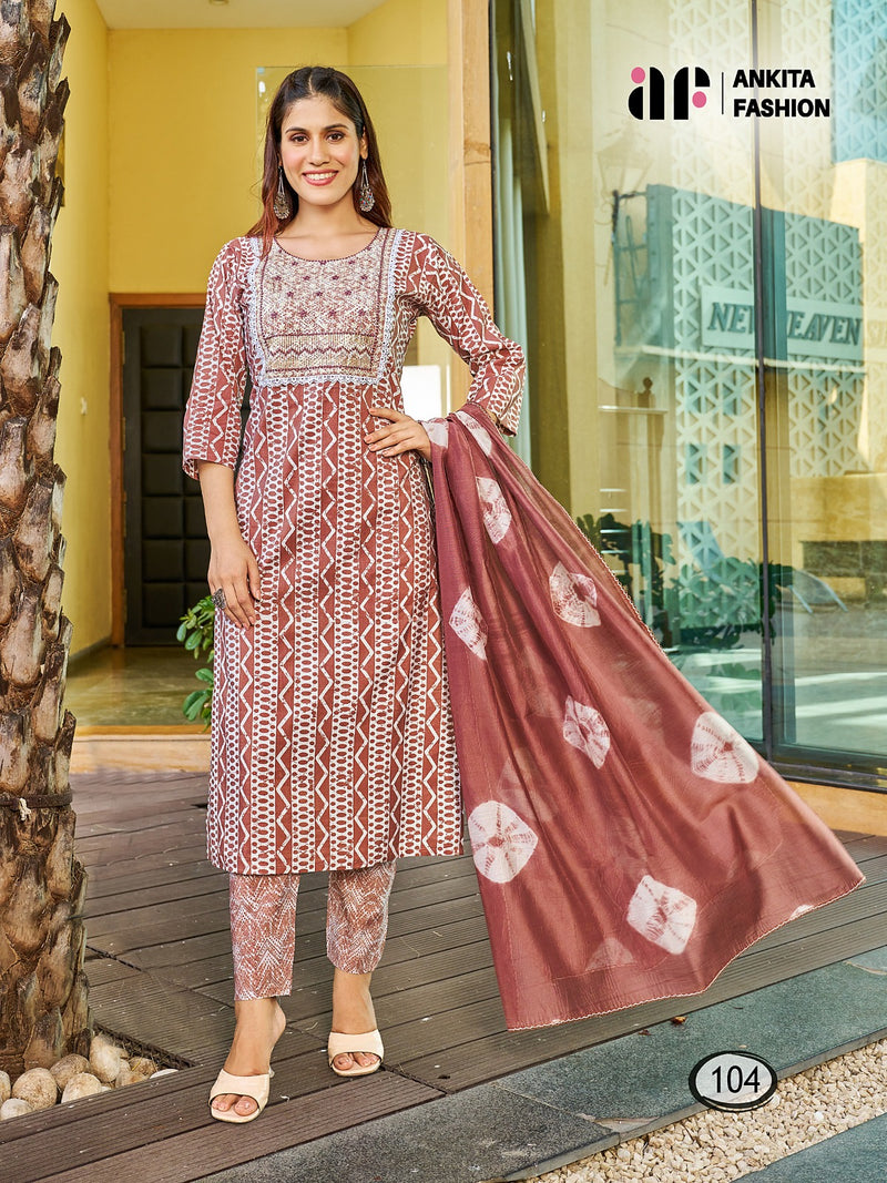 Ankita Fashion Apsara Chanderi Model Silk With Sequence Embroidery Work Kurti Combo Set