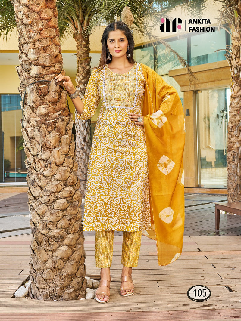 Ankita Fashion Apsara Chanderi Model Silk With Sequence Embroidery Work Kurti Combo Set