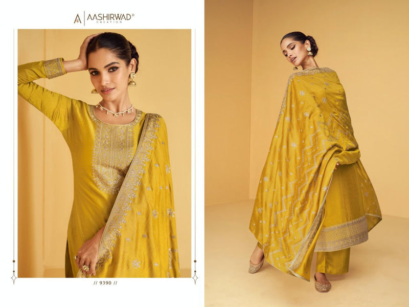 Aashirwad Creation Apsara Silk Heavy Embroidery Fancy Designer Partywear Salwar Kameez