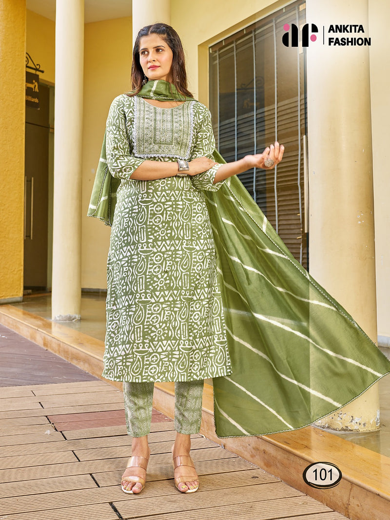 Ankita Fashion Apsara Chanderi Model Silk With Sequence Embroidery Work Kurti Combo Set