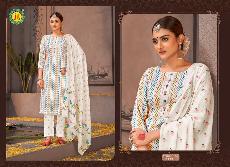 Jt Armani Vol 6 Cotton Premium Work Printed Casual Wear Designer Suit Collection