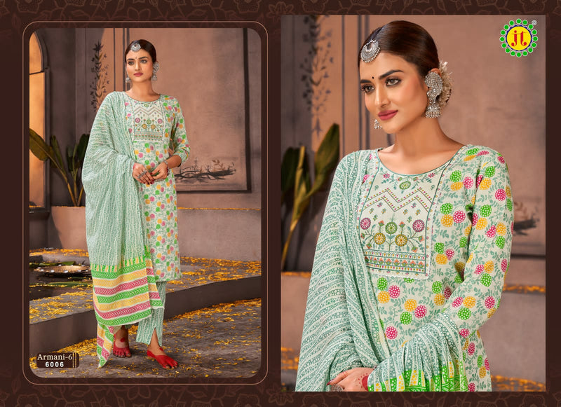 Jt Armani Vol 6 Cotton Premium Work Printed Casual Wear Designer Suit Collection