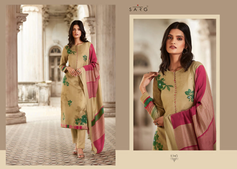Sarg Aromatic Meadow Lawn Cotton Digital Print With Fancy Hand Work Designer Salwar Suits