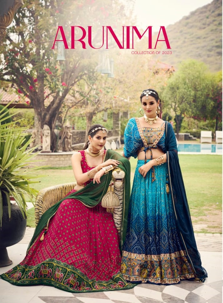 Virasat Arunima Chinon Heavy Digital Printed Embroidery Designer Lehnga Choli