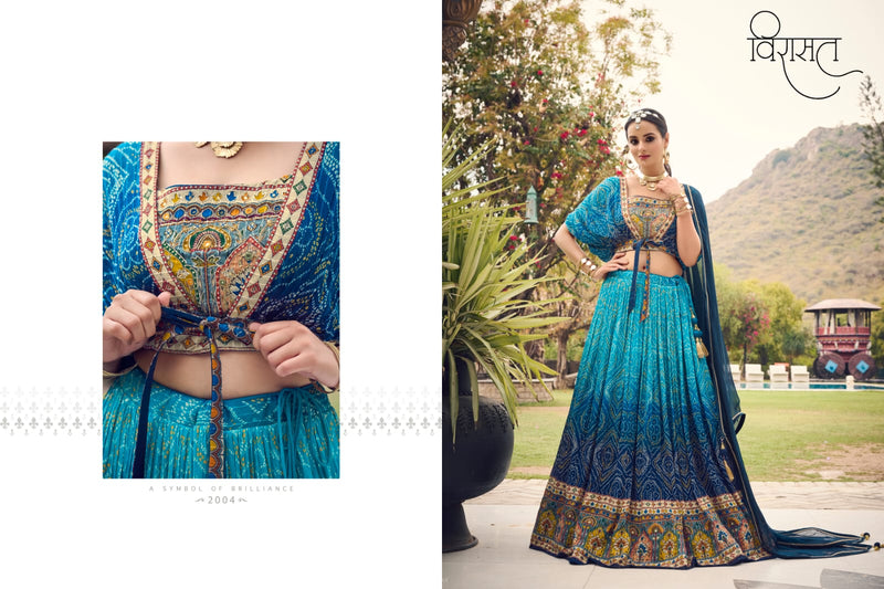 Virasat Arunima Chinon Heavy Digital Printed Embroidery Designer Lehnga Choli