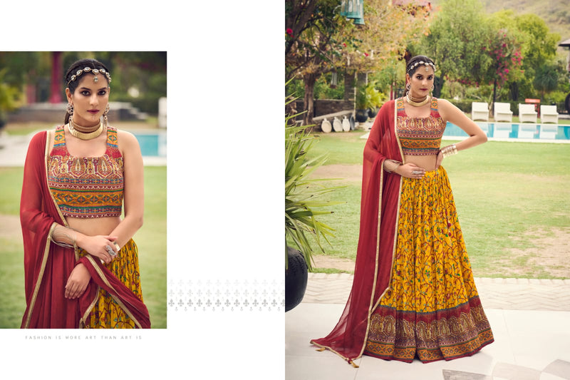 Virasat Arunima Chinon Heavy Digital Printed Embroidery Designer Lehnga Choli