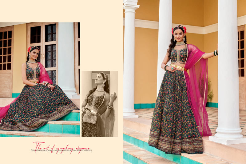 Virasat Arunima Chinon Heavy Digital Printed Embroidery Designer Lehnga Choli