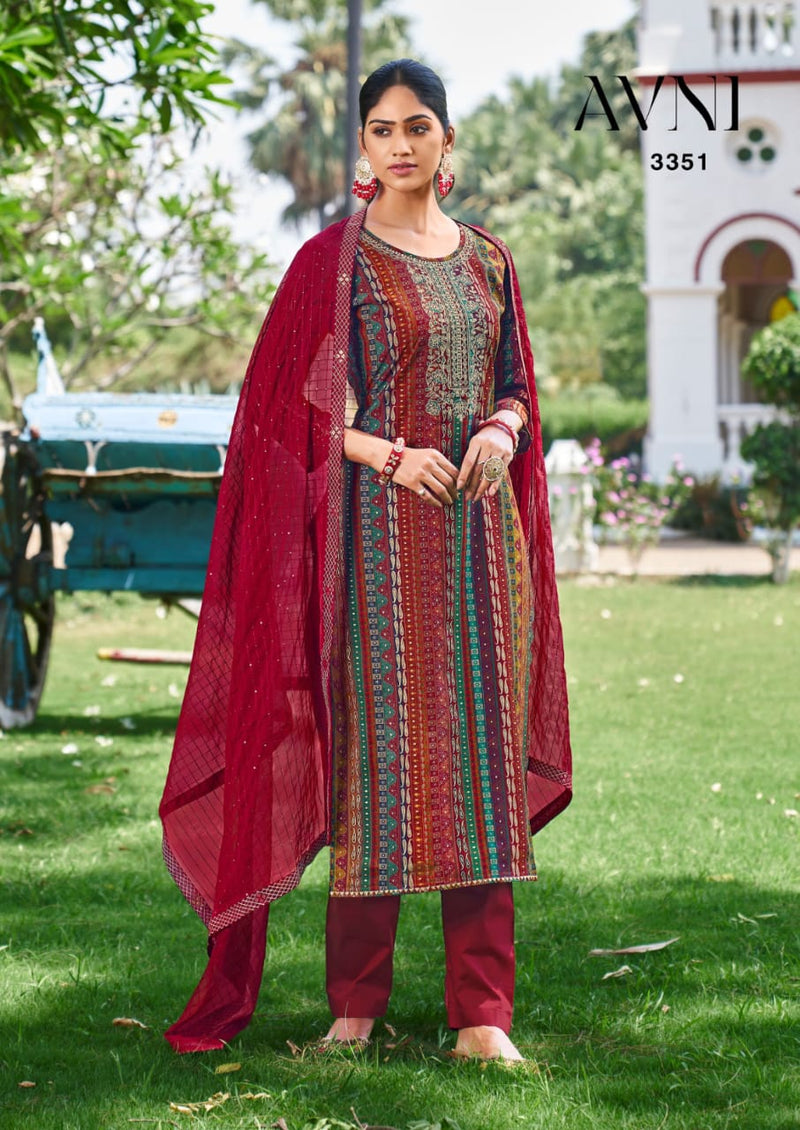 Rang Avni Muslin Print Foil Printed Designer Sequence Salwar Suit Collection