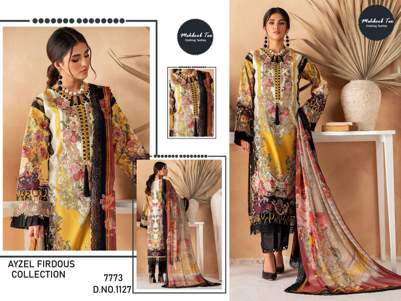 Mehbbob Tex Ayzel Firdous Collection Cotton Print With Fancy Embroidery Salwar Kameez