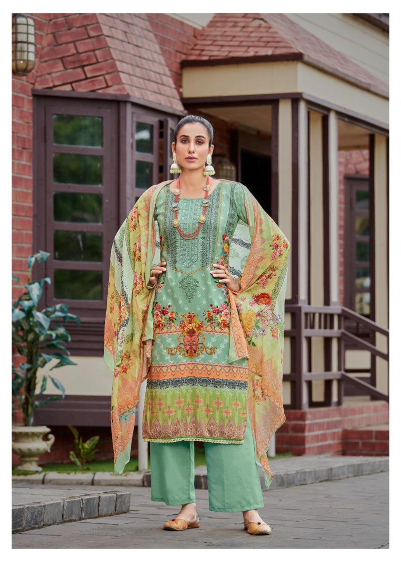 Hermitage Clothing Aza Cotton Embroidery With Digital Printed Salwar Suits