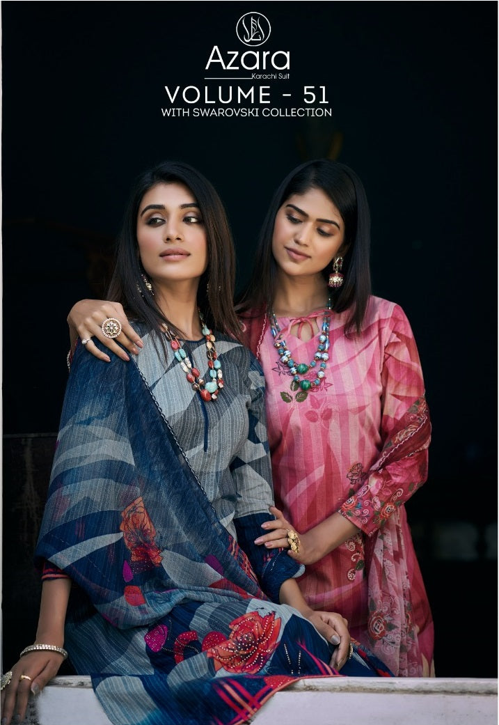 Radhika Fashion Azara Vol 51 Cotton Designer Printed Mashin Diamond Printed Salwar Kameez