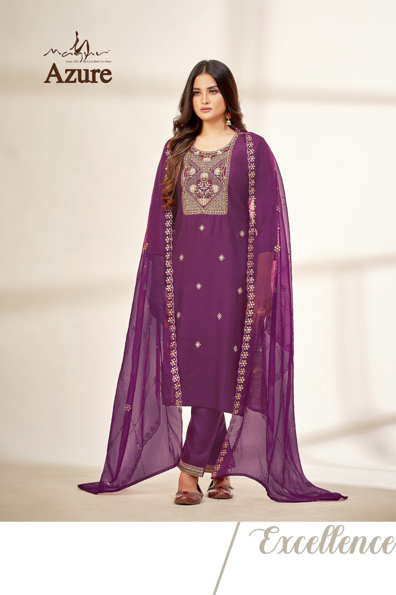 Mayur Azure Viscose Silk Beautiful Designer Work Salwar Suits