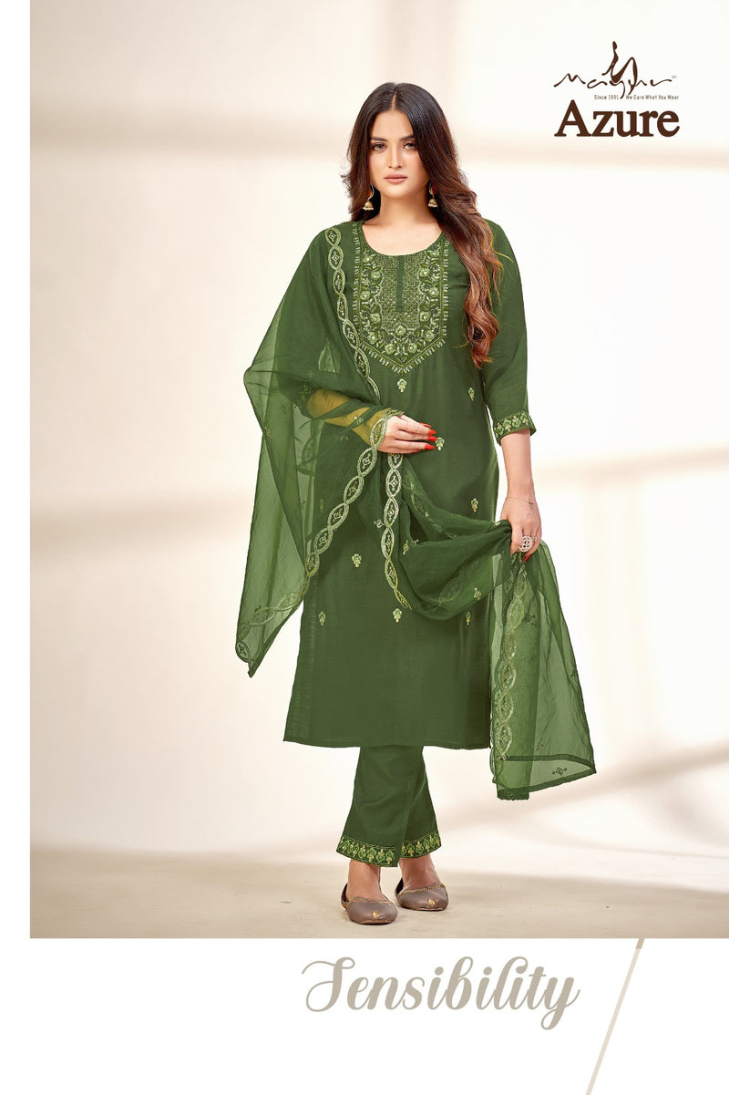 Mayur Azure Viscose Silk Beautiful Designer Work Salwar Suits