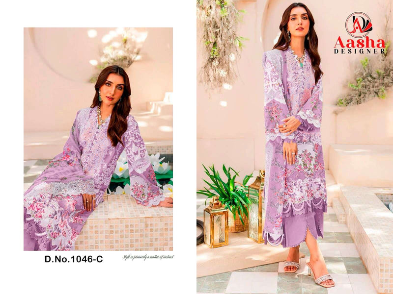 Aasha Designer Needle Wonder Lawn Collection Vol 3 Cotton Print With Heavy Embroidery Salwar Suit