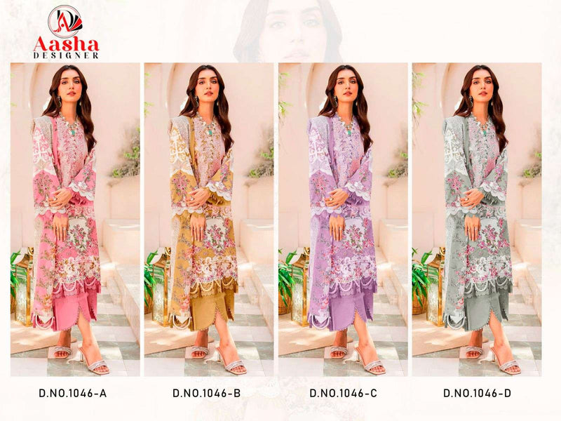 Aasha Designer Needle Wonder Lawn Collection Vol 3 Cotton Print With Heavy Embroidery Salwar Suit