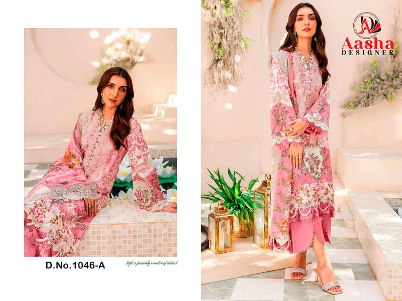 Aasha Designer Needle Wonder Lawn Collection Vol 3 Cotton Print With Heavy Embroidery Salwar Suit