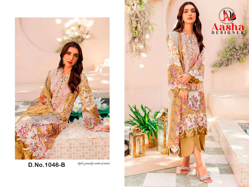 Aasha Designer Needle Wonder Lawn Collection Vol 3 Cotton Print With Heavy Embroidery Salwar Suit