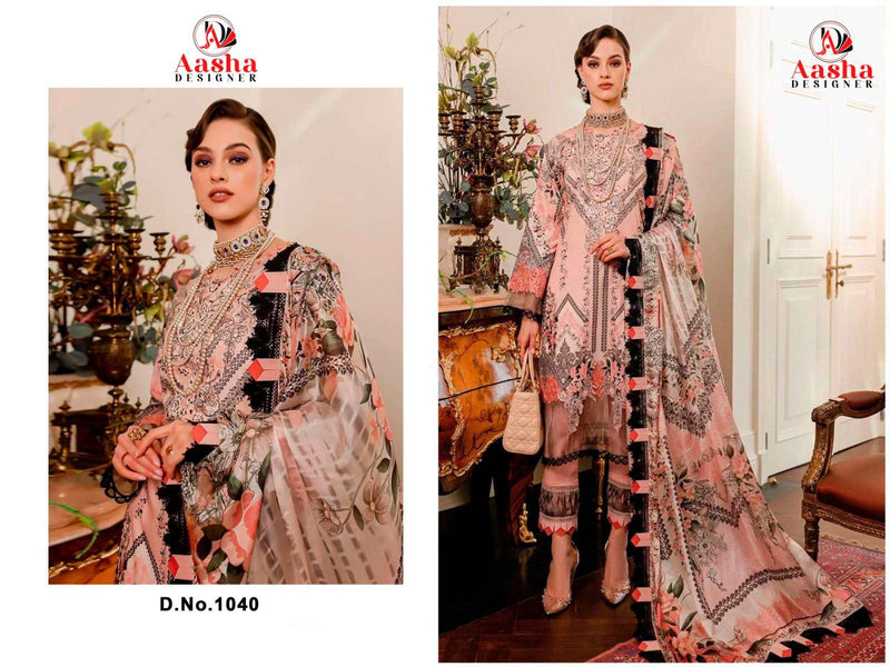 Aasha Designer 1040 Pure Cotton Heavy Embroidered Salwar Suit