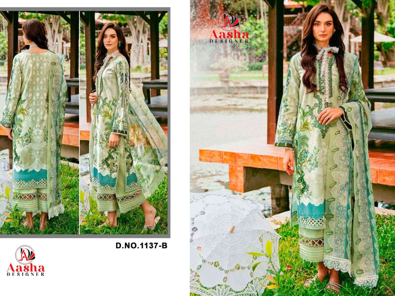 Aasha Designer 1137 Pure Cotton Embroidery Work Salwar Suit