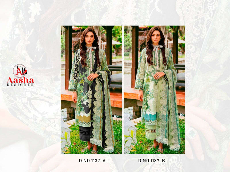 Aasha Designer 1137 Pure Cotton Embroidery Work Salwar Suit