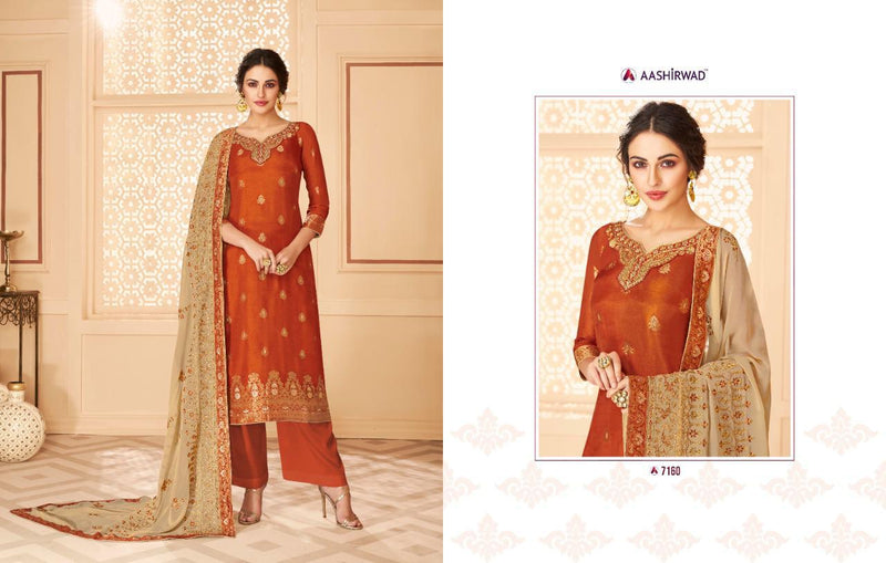 Aashirwad Creation Florence Dola Jacquard Heavy Embroidery Work Designer Partywear Salwar Suits