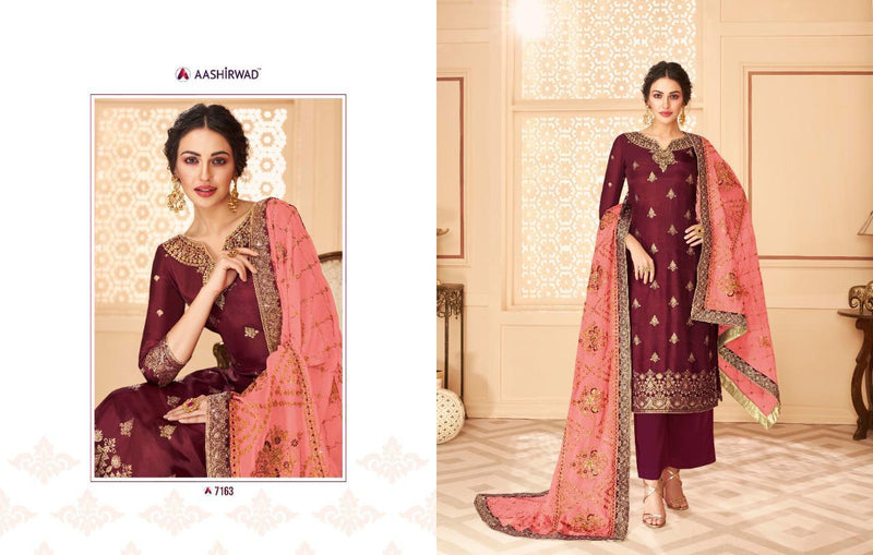 Aashirwad Creation Florence Dola Jacquard Heavy Embroidery Work Designer Partywear Salwar Suits