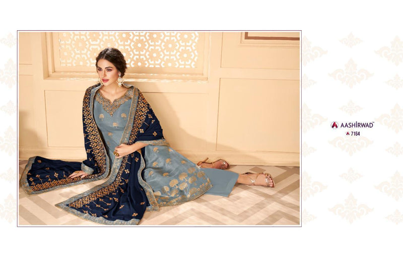 Aashirwad Creation Florence Dola Jacquard Heavy Embroidery Work Designer Partywear Salwar Suits