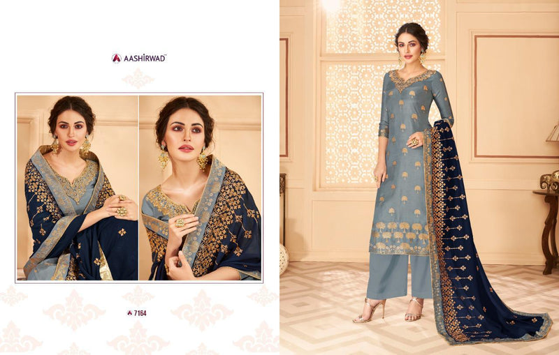 Aashirwad Creation Florence Dola Jacquard Heavy Embroidery Work Designer Partywear Salwar Suits