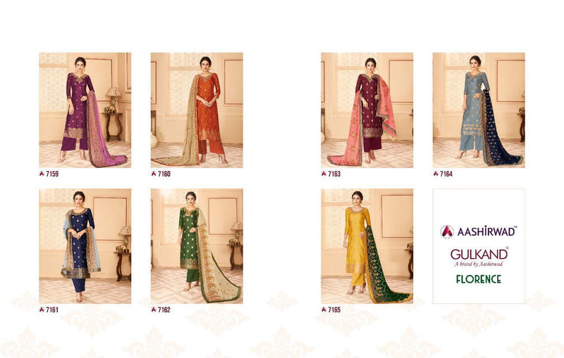 Aashirwad Creation Florence Dola Jacquard Heavy Embroidery Work Designer Partywear Salwar Suits