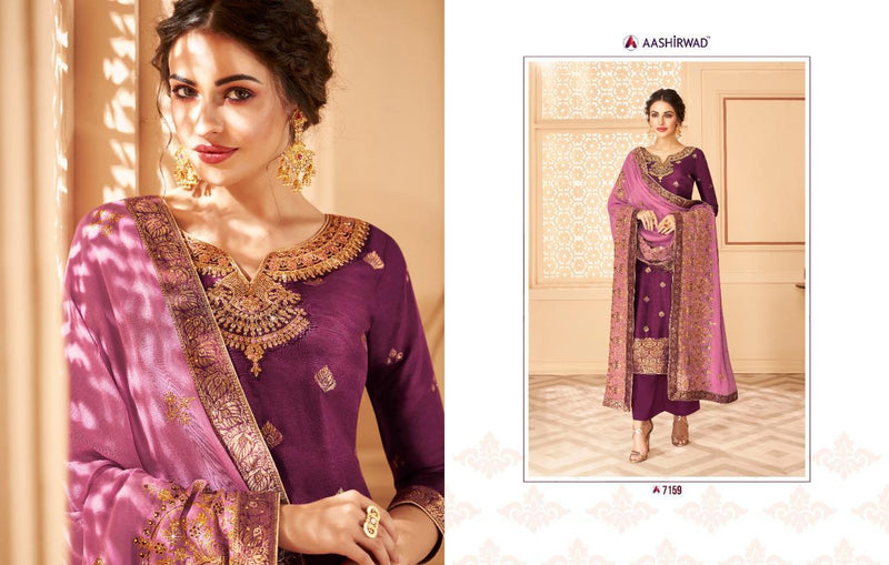 Aashirwad Creation Florence Dola Jacquard Heavy Embroidery Work Designer Partywear Salwar Suits