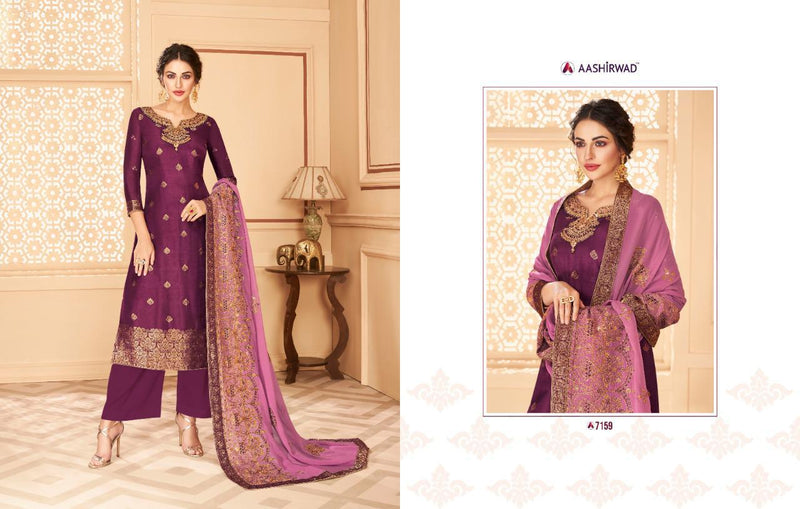 Aashirwad Creation Florence Dola Jacquard Heavy Embroidery Work Designer Partywear Salwar Suits