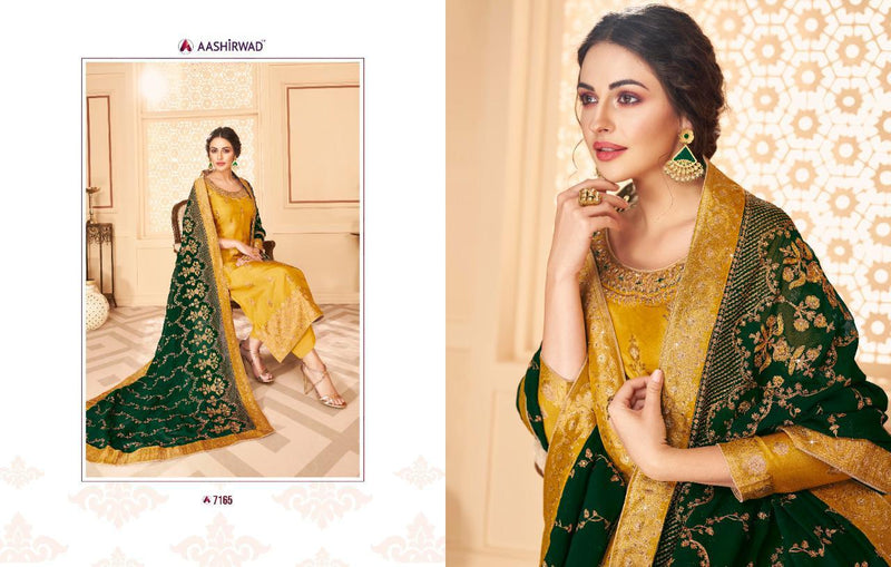 Aashirwad Creation Florence Dola Jacquard Heavy Embroidery Work Designer Partywear Salwar Suits