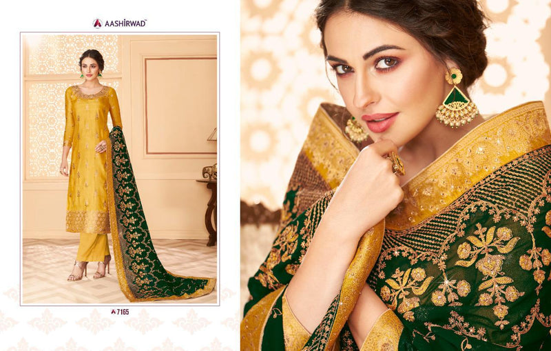 Aashirwad Creation Florence Dola Jacquard Heavy Embroidery Work Designer Partywear Salwar Suits