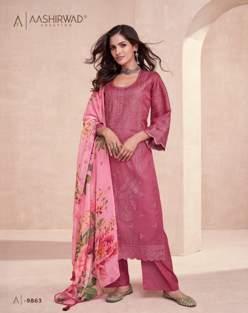 Aashirwad Creation Elora Premium Tussar Silk Stylish Wear Suit
