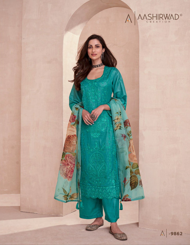 Aashirwad Creation Elora Premium Tussar Silk Stylish Wear Suit