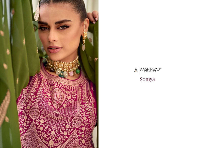 Aashirwad Creation Gulkand Somya 9659-9663 Heavy Georgette Readymade Designer Work Salwar Kameez