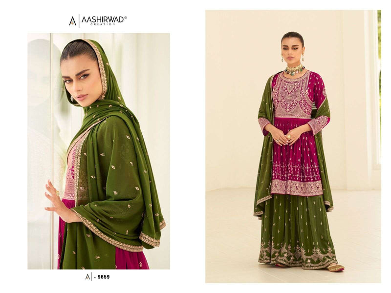 Aashirwad Creation Gulkand Somya 9659-9663 Heavy Georgette Readymade Designer Work Salwar Kameez