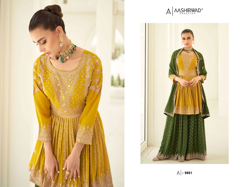 Aashirwad Creation Gulkand Somya 9659-9663 Heavy Georgette Readymade Designer Work Salwar Kameez