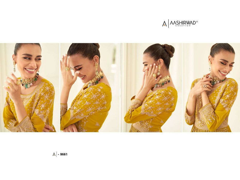 Aashirwad Creation Gulkand Somya 9659-9663 Heavy Georgette Readymade Designer Work Salwar Kameez