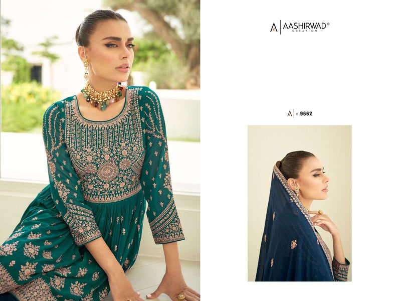 Aashirwad Creation Gulkand Somya 9659-9663 Heavy Georgette Readymade Designer Work Salwar Kameez