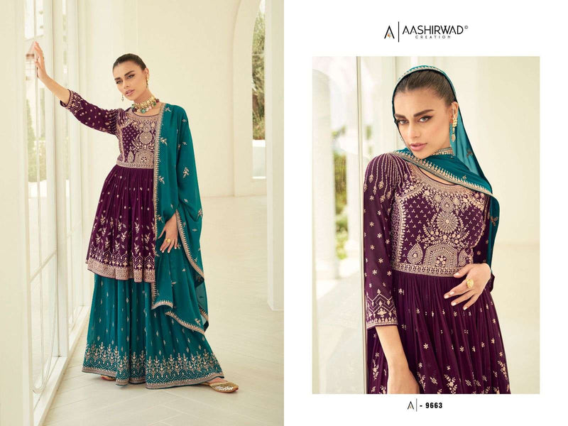 Aashirwad Creation Gulkand Somya 9659-9663 Heavy Georgette Readymade Designer Work Salwar Kameez