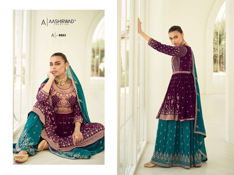 Aashirwad Creation Gulkand Somya 9659-9663 Heavy Georgette Readymade Designer Work Salwar Kameez